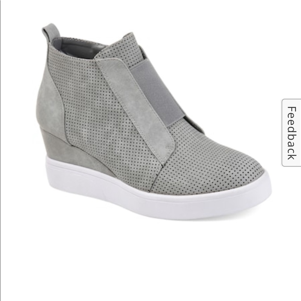 Journee womens athletic wedge grey shoes